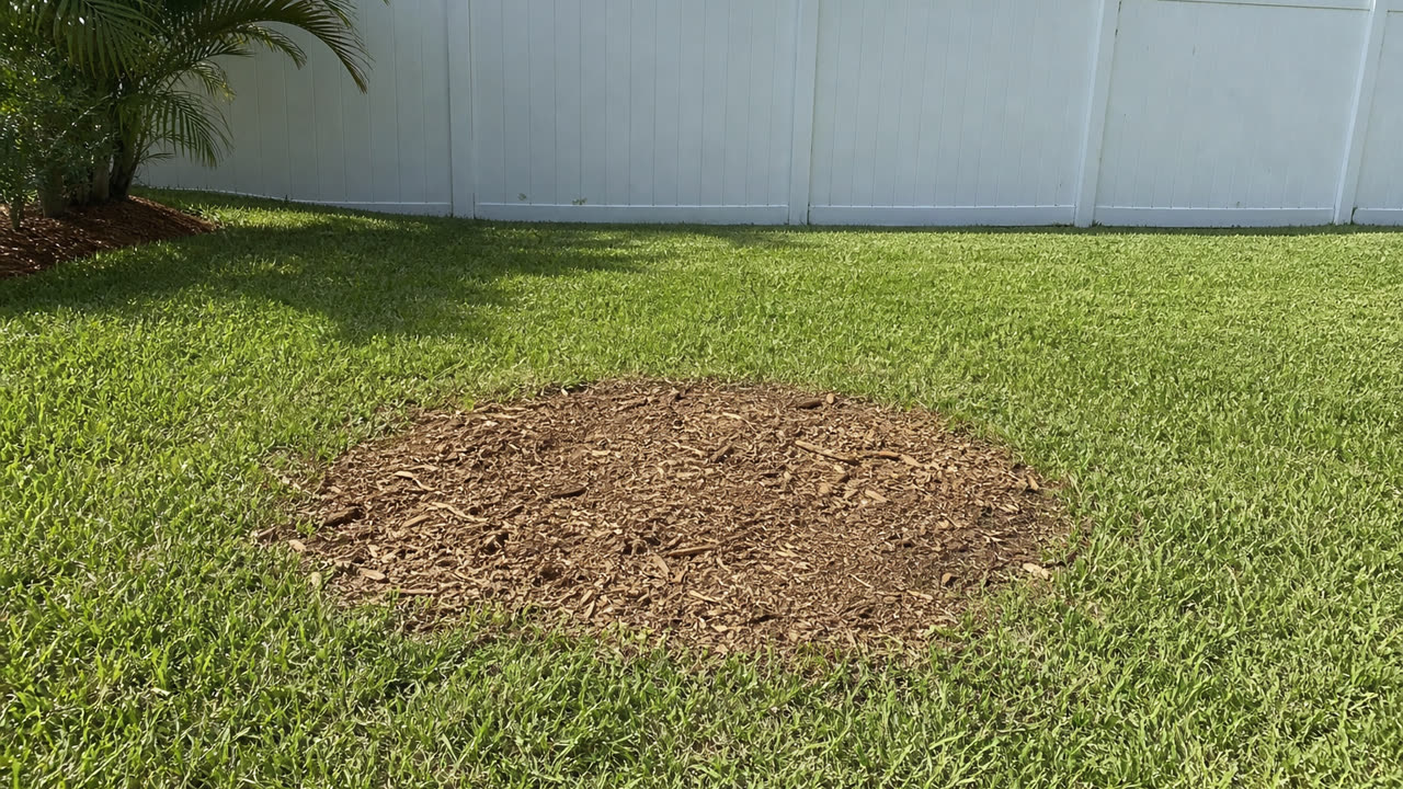 Yard after stump grinding and chip fill The Villages FL